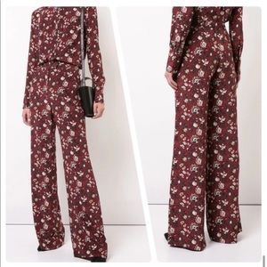 Veronica Beard Silk High Rise Floral Wide Leg Flare Pants Women’s Size 2